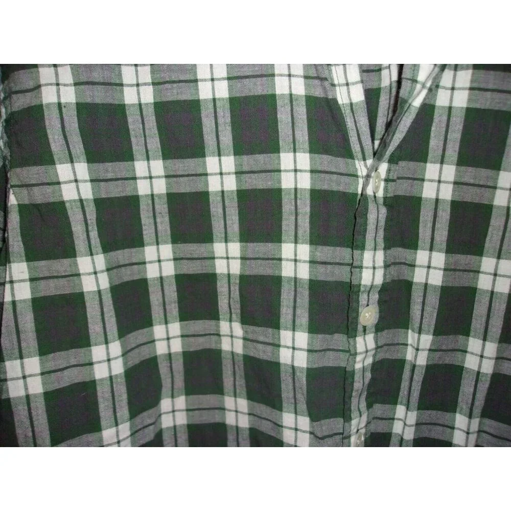 Ralph Lauren Sport Green White Plaid Button Front Short Sleeve Mens Top L - Picture 2 of 5